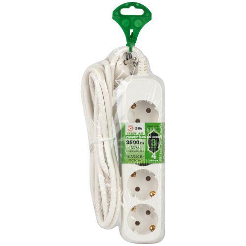 Удлинитель 4х3м с заземл. 16А IP20 GREEN LINE UDL-16-430-E ПВС 3х1 Эра Б0065028
