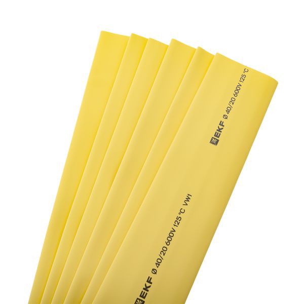 Трубка термоусадочная ТУТ нг 40/20 желт. 1м (уп.25м) PROxima EKF tut-40-y-1m