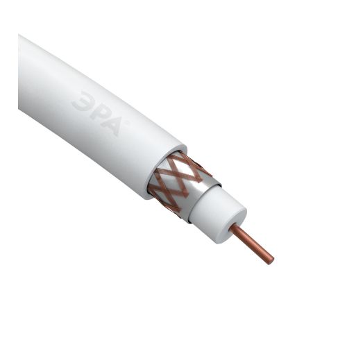 Кабель коаксиальный RG-6U Cu/(оплетка Cu 64%) PVC 75Ом бел. 100м R-64-PVC100 Эра Б0044603