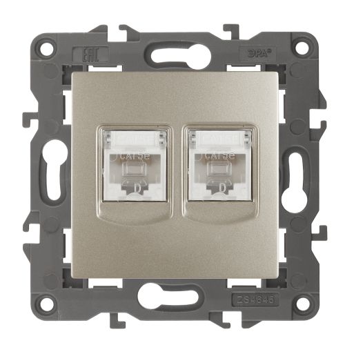 Розетка компьютерная 2-м Elegance 14-3108-04 RJ45 IP20 механизм шампань Эра Б0034311