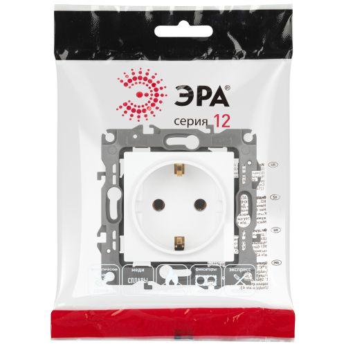 Розетка 16А 250В 2P+E Schuko Эра12 12-2101-01М бел. матов. Эра Б0065700