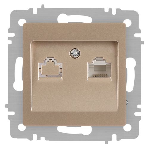 Розетка компьютерная 1-м СП Accent 6-303-04 RJ45 IP20 шампань Intro Б0063632