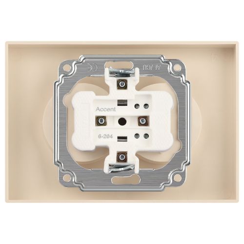 Розетка 2-м СП Accent 6-204-03 16А IP20 250В 2P AL/CU алюм. Intro Б0063453
