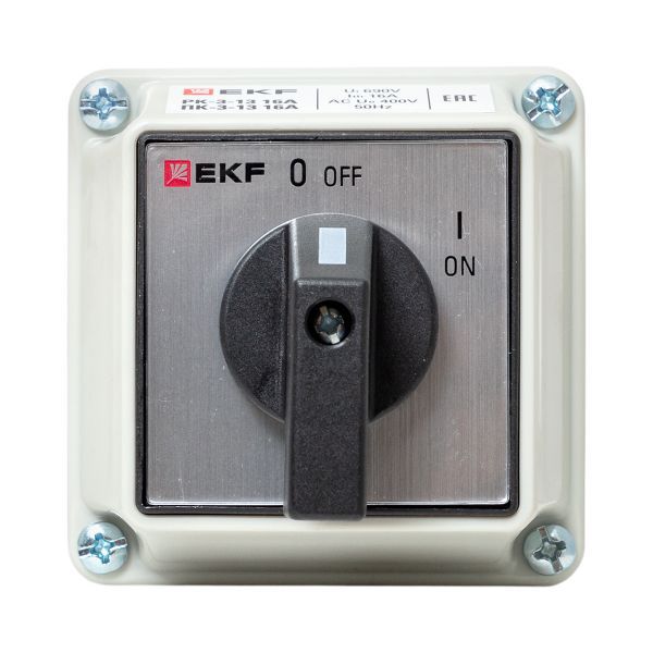Переключатель кулачковый ПК-3-13 3П 16А "ВКЛ-ВЫКЛ" IP54 EKF pk-3-13-16