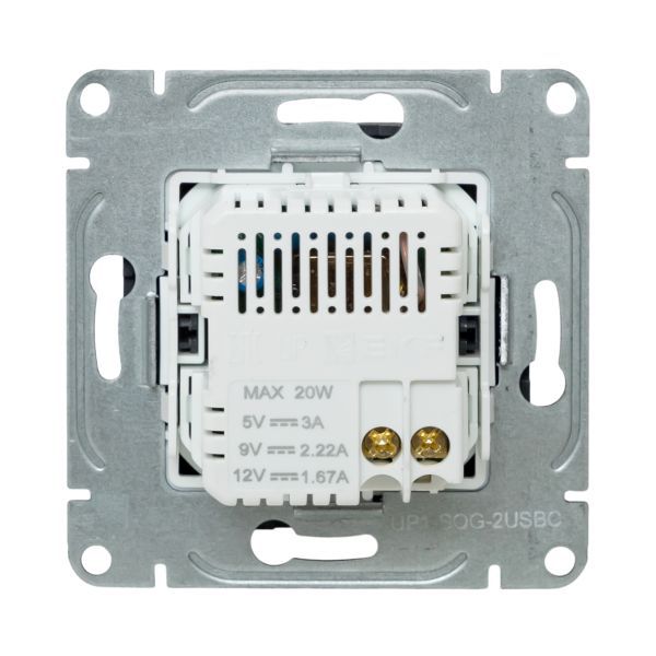 Розетка 2-м СП Эпика USB-C механизм графит EKF UP1-SOG-2USBC