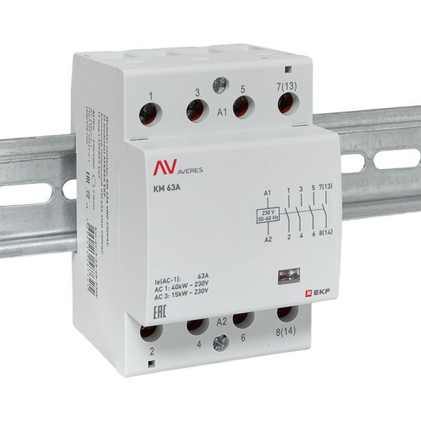 Контактор модульный КМ 63А 4NO 230В AC (3 мод.) AVERES EKF km-av-3-63-40-230V