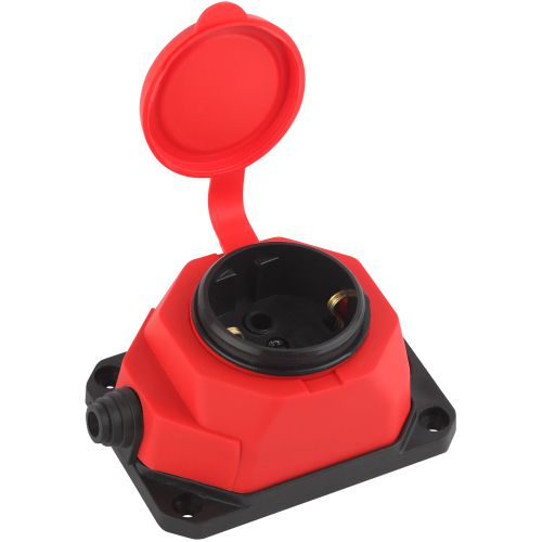 Колодка удлинителя 1-м с заземл. 16А IP44 K-1e-RED-IP44 каучук красн. Эра Б0044550