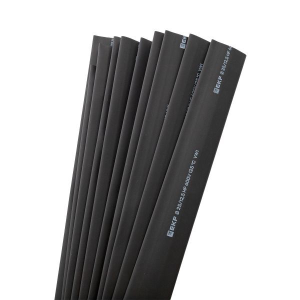 Трубка термоусадочная ТУТ нг 25/12.5 черн. 1м (уп.50м) PROxima EKF tut-25-b-1m
