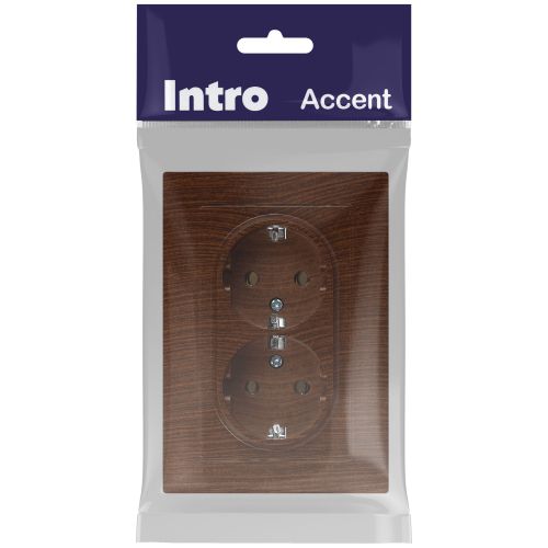 Розетка 2-м СП Accent 6-205-10 16А IP20 250В 2P+E Schuko AL/CU венге Intro Б0063502