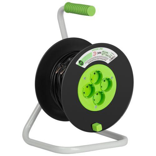 Удлинитель на пластик. катушке 4х30м без заземл. 10А IP20 GREEN LINE KAT-2x1-30m ПВС 2х1 Эра Б0065105
