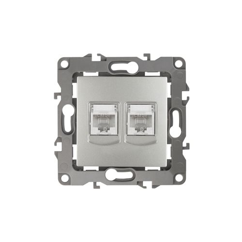 Розетка компьютерная 2-м Эра12 RJ45 12-3108-03 алюм. Эра Б0014731