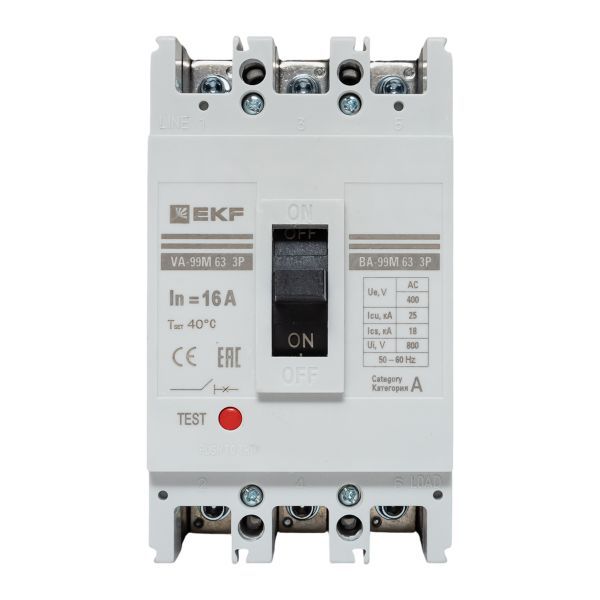 Выключатель автоматический 3п 63/16А 25кА ВА-99М PROxima EKF mccb99-63-16m