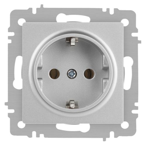 Розетка 1-м СП Accent 6-202-03 16А IP20 250В 2P+E Schuko алюм. Intro Б0063686