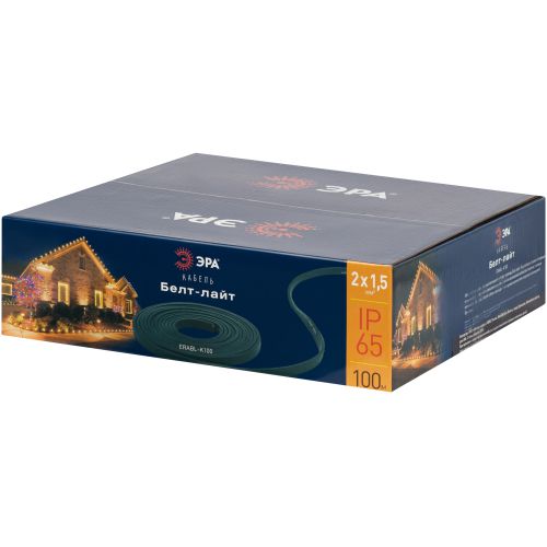 Кабель Белт-лайт ERABL-K100 IP65 2 жил. 2х1.5кв.мм каучук медь 220В черн. (бухта 100м) Эра Б0049175
