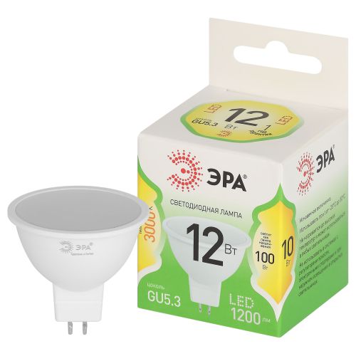 Лампа светодиодная GREEN LINE MR16-12W-830-GU5.3 GL 12Вт софит 3000К свет тепл. GU5.3 Эра Б0066978