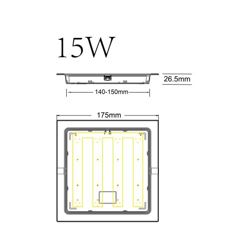 Светильник светодиодный LED 18-15-6K 15Вт 6500К даунлайт квадратный встраив. IP40 Эра Б0057428