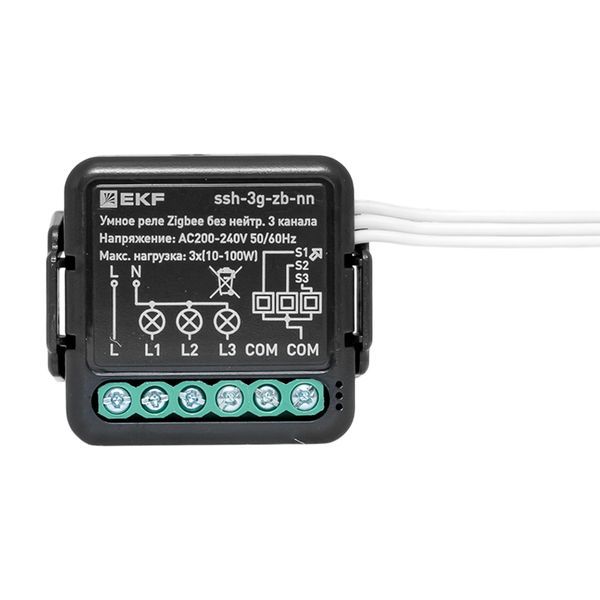 Реле умное в подрозетник 3-канальное Zigbee Connect Select без нейтрали EKF ssh-3g-zb-nn