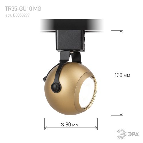 Светильник трековый TR35-GU10 80х130 8722MR16 GU10 1ф MG матов. зол. Эра Б0053297