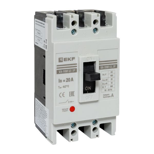 Выключатель автоматический 3п 63/20А 25кА ВА-99М PROxima EKF mccb99-63-20m