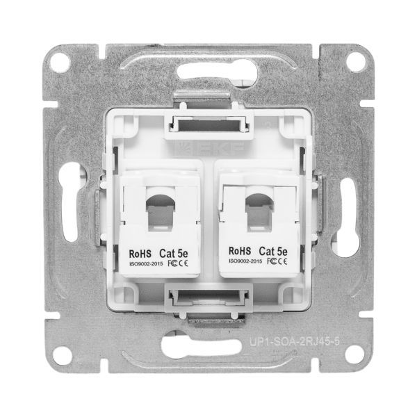 Розетка компьютерная 2-м СП Эпика RJ45 кат.5 механизм алюм. EKF UP1-SOA-2RJ45-5
