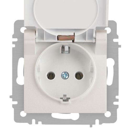 Розетка 1-м СП Accent 6-203-06 16А IP20 250В 2P+E Schuko с крышкой AL/CU перламутр. Intro Б0063429