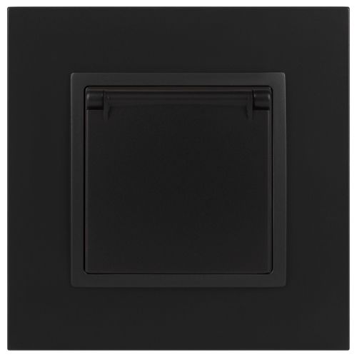 Розетка 1-м СП Эра Elegance 14-2103-05 16А IP20 16AX 250В 2P+E Schuko защ. шторки с крышкой антрацит Эра Б0034282