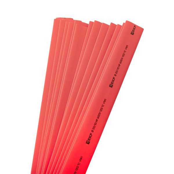 Трубка термоусадочная ТУТ нг 20/10 красн. 1м (уп.50м) PROxima EKF tut-20-r-1m