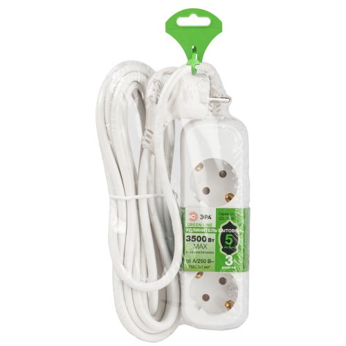Удлинитель 3х5м с заземл. 16А IP20 GREEN LINE UDL-16-350-E ПВС 3х1 Эра Б0065045