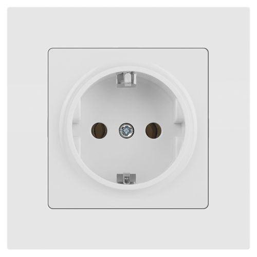 Розетка 1-м СП Accent 6-202-01 16А IP20 250В 2P+E Schuko AL/CU бел. Intro Б0063678