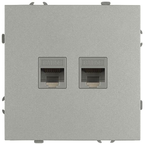 Розетка информационная 2-м СП Galaxy RJ45 16А IP20 250В алюм. 15-3108-03 Эра Б0070760