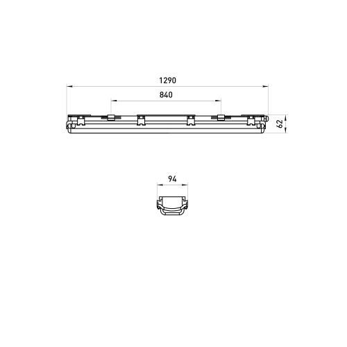 Светильник SPP-102-0-002-120 под 2 светодиодные лампы T8 G13 2х1276 c рассеивателем из поликарб. Эра Б0052438