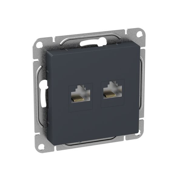 Розетка RJ45 (2шт) (кат.6) графит. Эпика EKF UP1-SOG-2RJ45-6