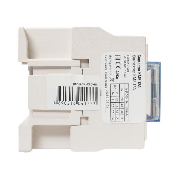 Контактор КМЭ-1 12А кат. 230В AC 1НЗ EKF ctr-s-12-220-nc