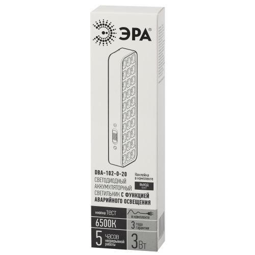 Светильник светодиодный DBA-102-0-20 30LED 5ч IP20 выход аварийный непостоянный Эра Б0044395