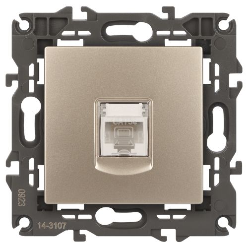 Розетка компьютерная 1-м Elegance 14-3107-04 RJ45 IP20 механизм шампань Эра Б0034305