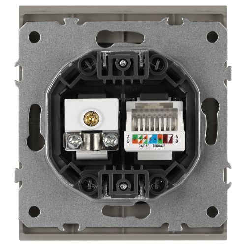 Розетка комбинированная СП Arktik RJ45 + TV 16А IP20 250В титан 16-3110-07 Эра Б0070500