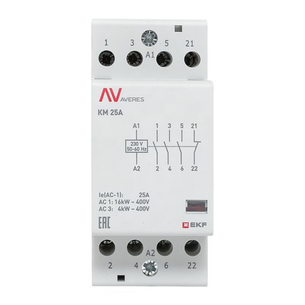 Контактор модульный КМ 25А 3NO+1NC 230В AC (2 мод.) AVERES EKF km-av-2-25-31-230V