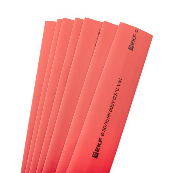 Трубка термоусадочная ТУТ нг 30/15 красн. 1м (уп.25м) PROxima EKF tut-30-r-1m