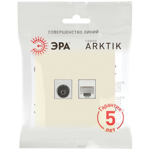 Розетка комбинированная СП Arktik RJ45 + TV 16А IP20 250В сл. кость 16-3110-02 Эра Б0070495