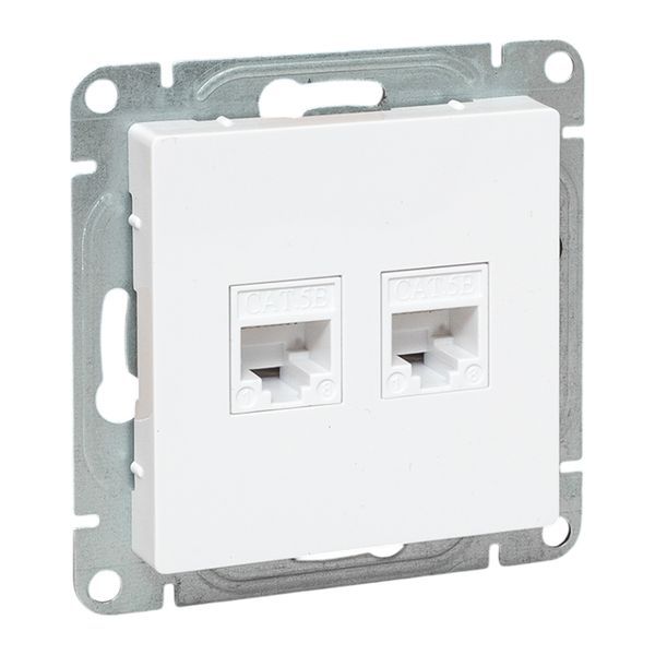 Розетка компьютерная 2-м СП Эпика RJ45 кат.5 механизм бел. EKF UP1-SOW-2RJ45-5