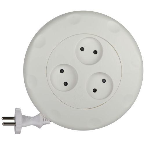 Удлинитель-рулетка 3х3м без заземл. 10А IP20 UR-3-3m-W ПВС 2х0.75 бел. Эра Б0019038