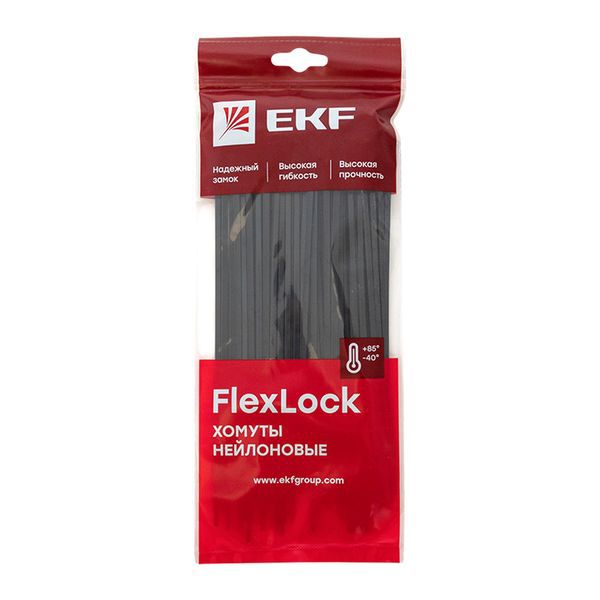 Хомут P6.6 3.6х200 FlexLock стандартный черн. (уп.100шт) PROxima EKF plc-fl-ctsb-3.6x200