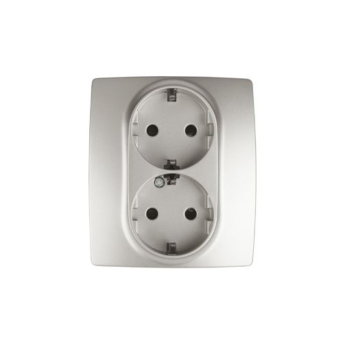Розетка 2-м СП Эра12 12-2104-15 16А IP20 16AX 250В 2х2P+E Schuko защ. шторки перламутр. Эра Б0019334