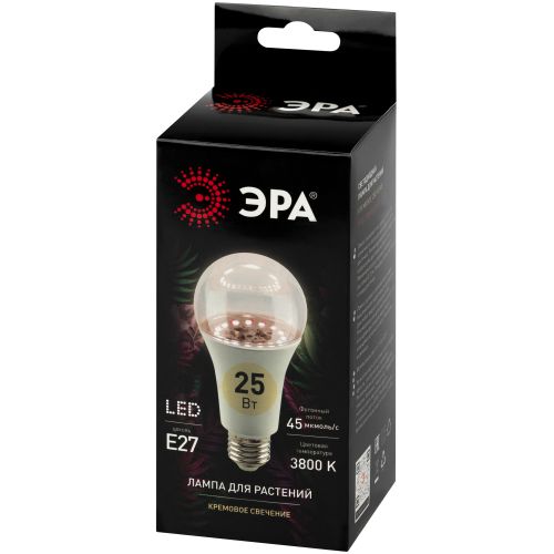 Лампа светодиодная FITO-25W-Ra90-E27 25Вт грушевидная прозрачная полного спектра E27 220-240В для растений Эра Б0069713