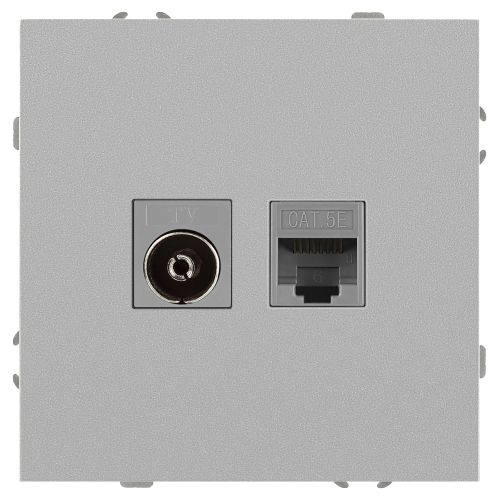 Розетка комбинированная СП Galaxy RJ45 + TV 16А IP20 250В алюм. 15-3110-03 Эра Б0070780