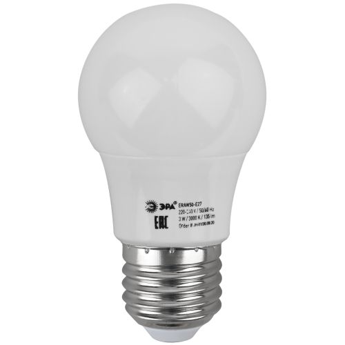 Лампа светодиодная ERAW50-E27 A50 3Вт груша бел. E27 13SMD для белт-лайт ЭРА Б0049582