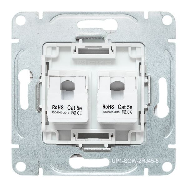 Розетка компьютерная 2-м СП Эпика RJ45 кат.5 механизм бел. EKF UP1-SOW-2RJ45-5