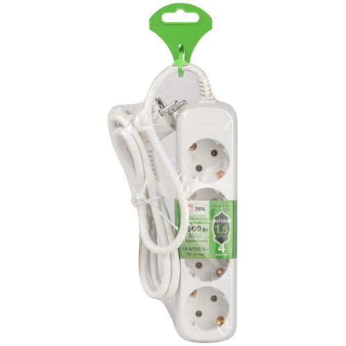 Удлинитель 4х1.5м с заземл. 16А IP20 GREEN LINE UDL-16-415-E ПВС 3х1 Эра Б0065081