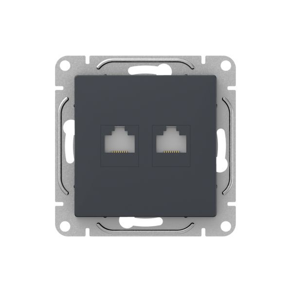 Розетка RJ45 (2шт) (кат.6) графит. Эпика EKF UP1-SOG-2RJ45-6