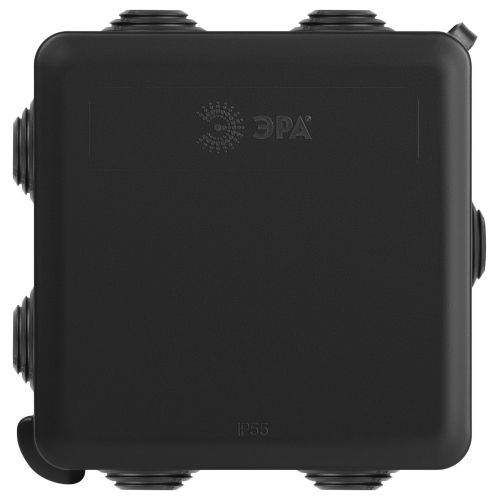 Коробка распаячная ОП 80х80х50мм IP55 с гермовводами 7 входов прямой монтаж черн. KOR-80-80-50-7gv-MP-B Эра Б0069878